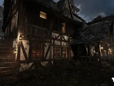 Medieval Tavern-Modular-Medieval Interior Exterior-Medieval Low-poly 3D model