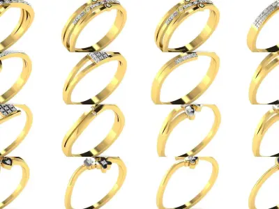 Diamond Rings Collection For Women 3d Print Model 3D Model Pack