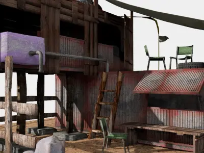 post apocalyptic building shelter house 3D model