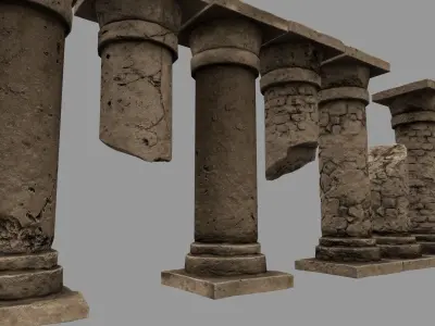 pillar set 9 columns Low-poly 3D model