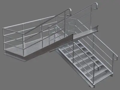 Stair 1D Low-poly 3D model