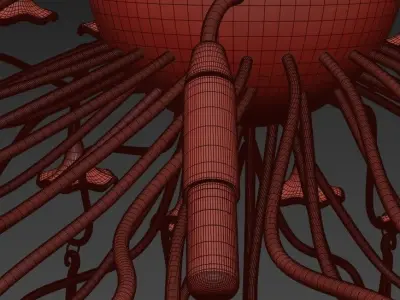 ROMINA chandelier made of glass and gold 3D model