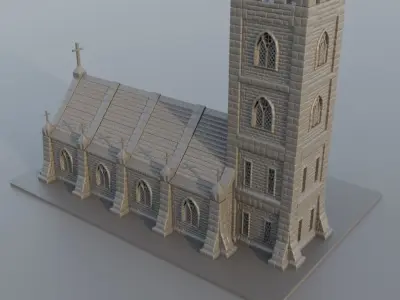 Small Church Tabletop Terrain 15 mm 3D print model