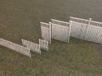 Wood fence constructor Low-poly 3D model