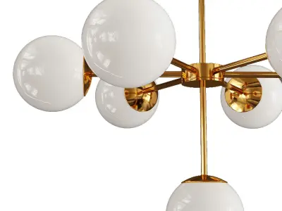 Chandelier modern - glass globes Low-poly 3D model