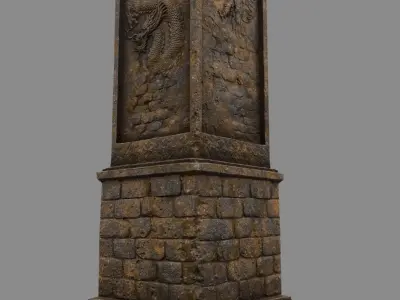 pillar 6 ornate with carvings Low-poly 3D model