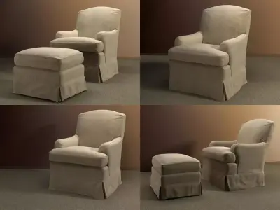 Alice four different chairs and ottoman 3D model