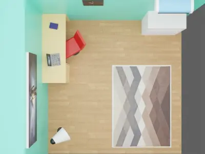 Low-Poly Room with desk and chair Low-poly 3D model