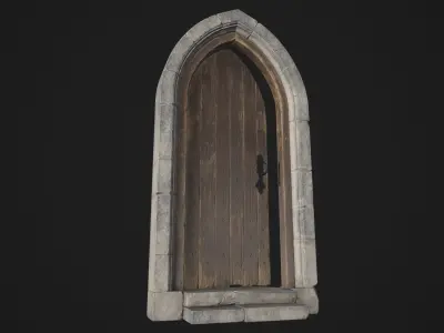 Arched Medieval Door Low-poly 3D model