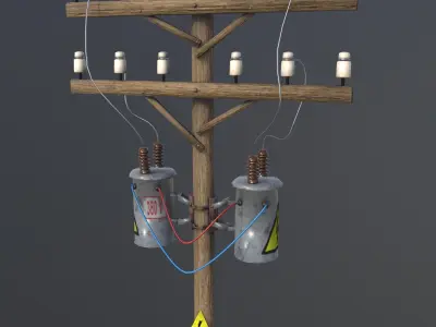 set of electric poles Low-poly 3D model