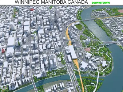 Winnipeg Downtown Manitoba Canada Low-poly 3D model