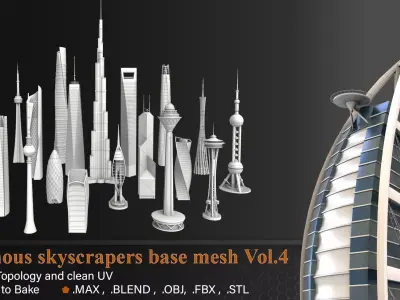 20 Famous Skyscrapers Base Mesh Vol 4 Low-poly 3D model