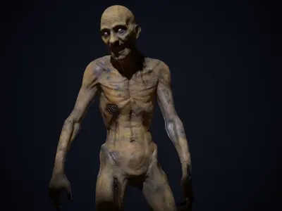 Skinny Zombie Low-poly 3D model
