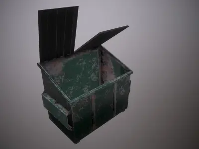 Garbage Collection with Trash Container Low-poly 3D model