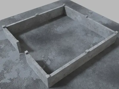 WALL AND ASPHALTED TERRAIN Low-poly 3D model