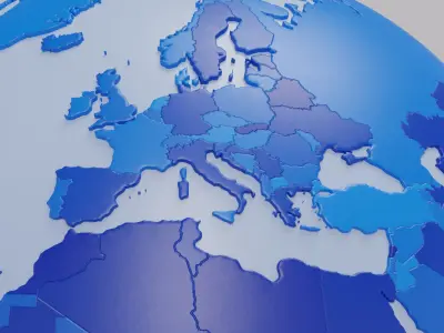  Blue Geopolitical World Map 