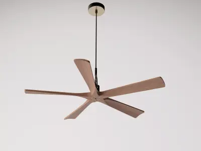 Modern Wooden 5-Blade Ceiling Fan 3D model