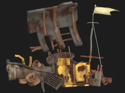 Stylized rusty metal structures asset pack Low-poly 3D model