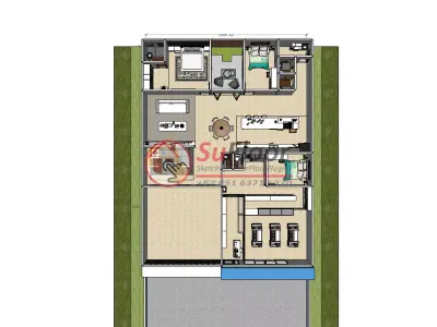 House 15x30m code 626 - Sketchup 3D model 3D model 3D model