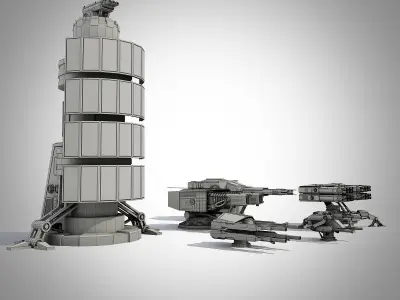 Sci-fi turrets collection  3D model