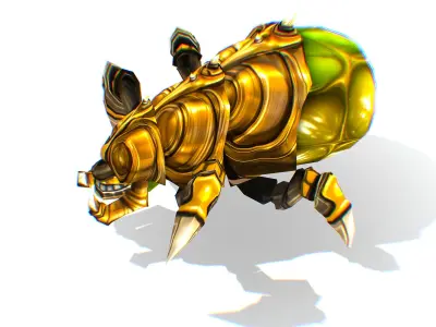 Animated Green Flea Monster Bug Low-poly 3D model