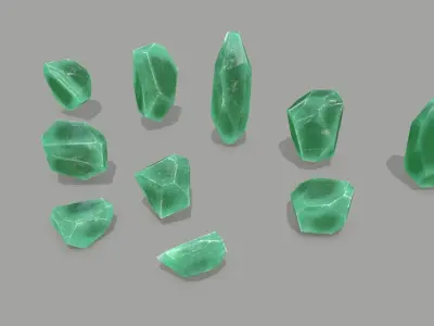 crystal set Low-poly 3D model