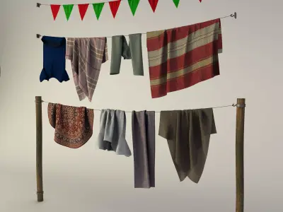 rags on a hanger 3D model