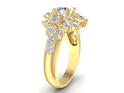 Luxury Diamond Cluster Ring with Colored Center Stone 2021 3D print model