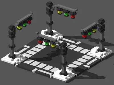 Xmas Road Voxel - 4 Low-poly 3D model