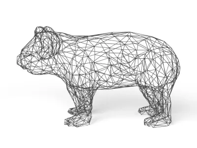 Koala Wireframe Low-poly 3D model