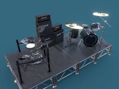 Just a Couple of Drum kits Low-poly 3D model