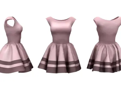Retro Style Dress Low-poly 3D model