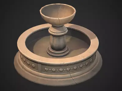 Stylized fountain Low-poly 3D model