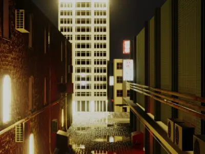 Urban Alley - Low Poly  Low-poly 3D model