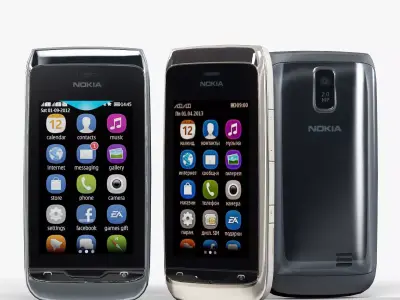 Nokia Asha 308 Low-poly 3D model