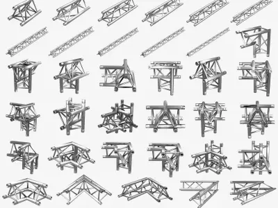 Triangular Truss Standard Collection - 41 PCS Modular 3D model