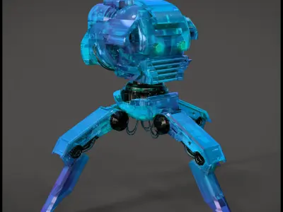 Cryon orange robot on tripod 3D model