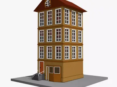 Three Floors Building  Low-poly 3D model