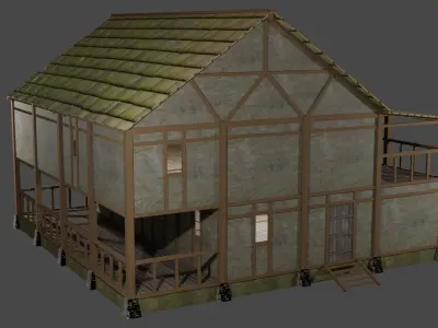 Enterable Medieval Village Building Pack Low-poly 3D model