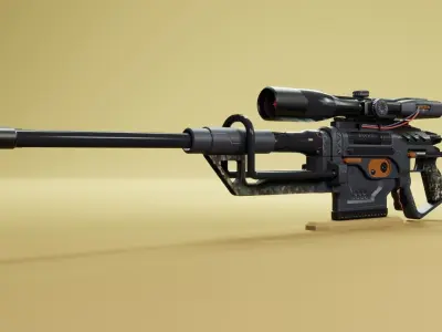 Sci-fi gun Low-poly 3D model