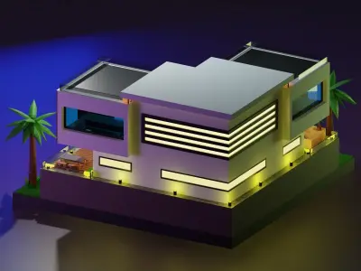 Modern House Model Low-poly 3D model