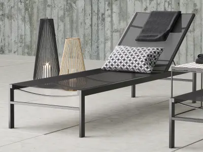 CB2 idle black sun lounger set 3D model