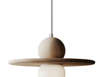 Wood Minimalist Plate Pendant Ceiling Light 3D model