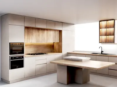 Kitchen8 -window in the middle of kitchen Low-poly 3D model