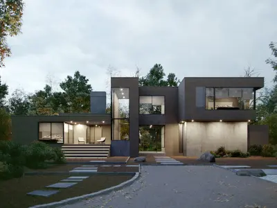 Corona - C4D scene files - KETTLE HOLE HOUSE 3D model