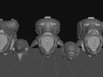 Sci-Fi Grunt Enemy Brick Armor 3D Print Model 3D print model