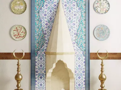 Ottoman Fireplace with islamic decor 3D model