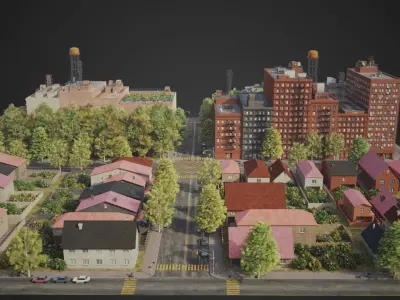 Realistic City District A10-R18 MAYA Low-poly 3D model