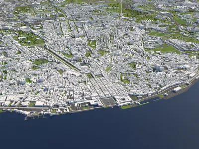 Lisbon Portugal 50x50km 3D City Map 3D model