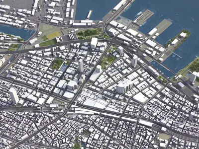 Kobe - 3D City Model Low-poly 3D model